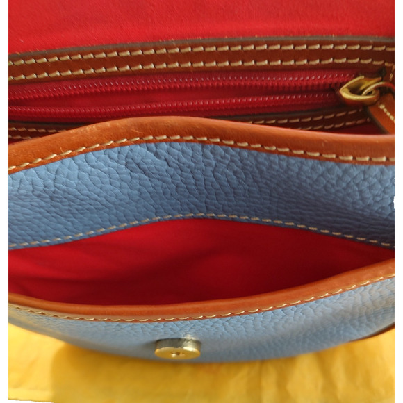 Dooney & Bourke Blue Pebble Grain Hallie Bag Crossbody Flap Close Adjust Strap - Picture 5 of 16